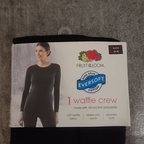Black Fruit of the Loom Women's Eversoft Waffle Thermal Top Size XXXL - Picture 7 of 8